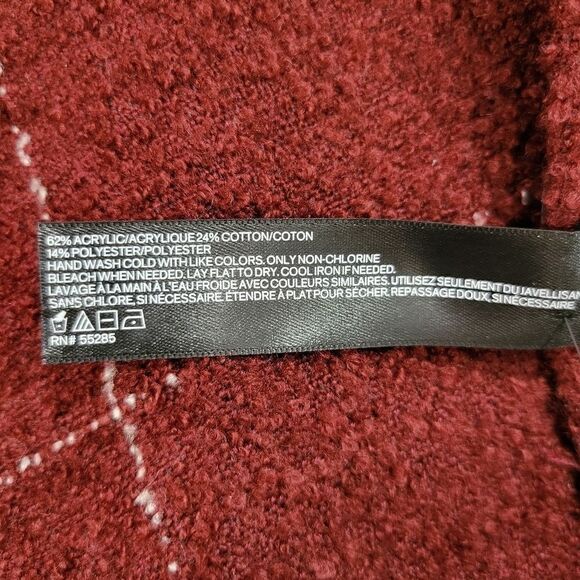 Express Women's One Size Maroon Plaid Poncho Loose Fit Sweater Scarf Vest - Picture 6 of 7